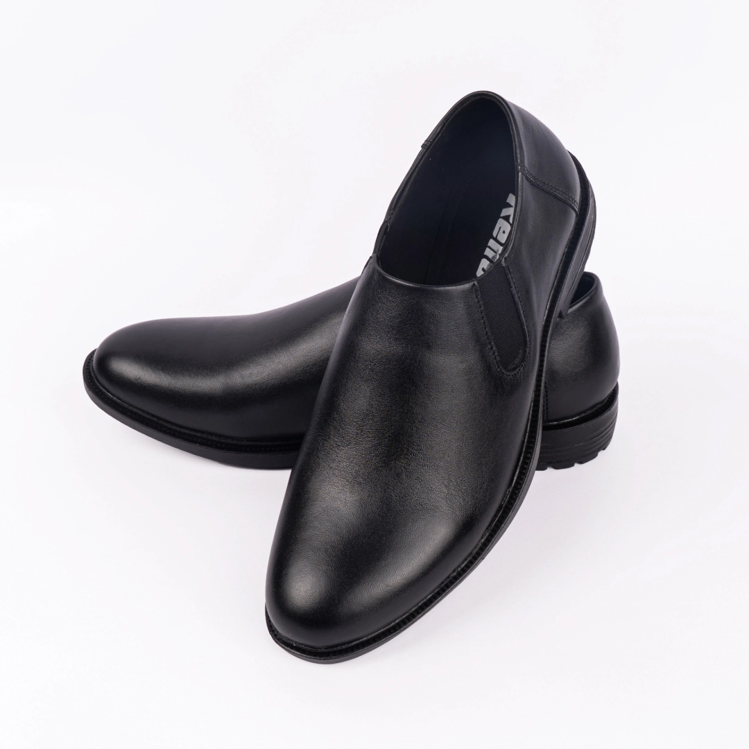 Reno Leather Formal Shoes-Black-RF2093